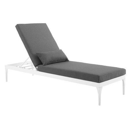 PATIO TRASERO Perspective Cushion Outdoor Patio Chaise Lounge Chair, White Charcoal PA1732623